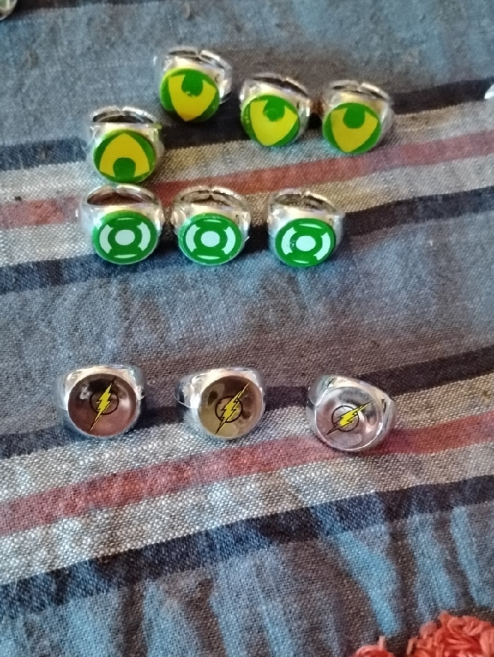 Superhero Logo Ring Set - Green Lantern & Flash Inspired